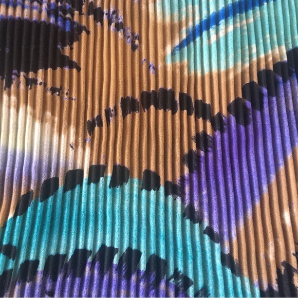 Nicola Multicolor Stretchy Top-Pleated-Puffy Sleeve-M- Sequins-Purple Brown Teal - Picture 14 of 15